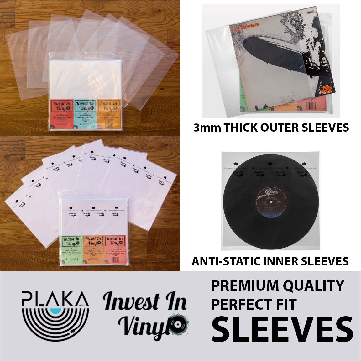 Vinyl Record Sleeve - Package 3: 50pcs Outer & 50pcs Inner Sleeves Combo