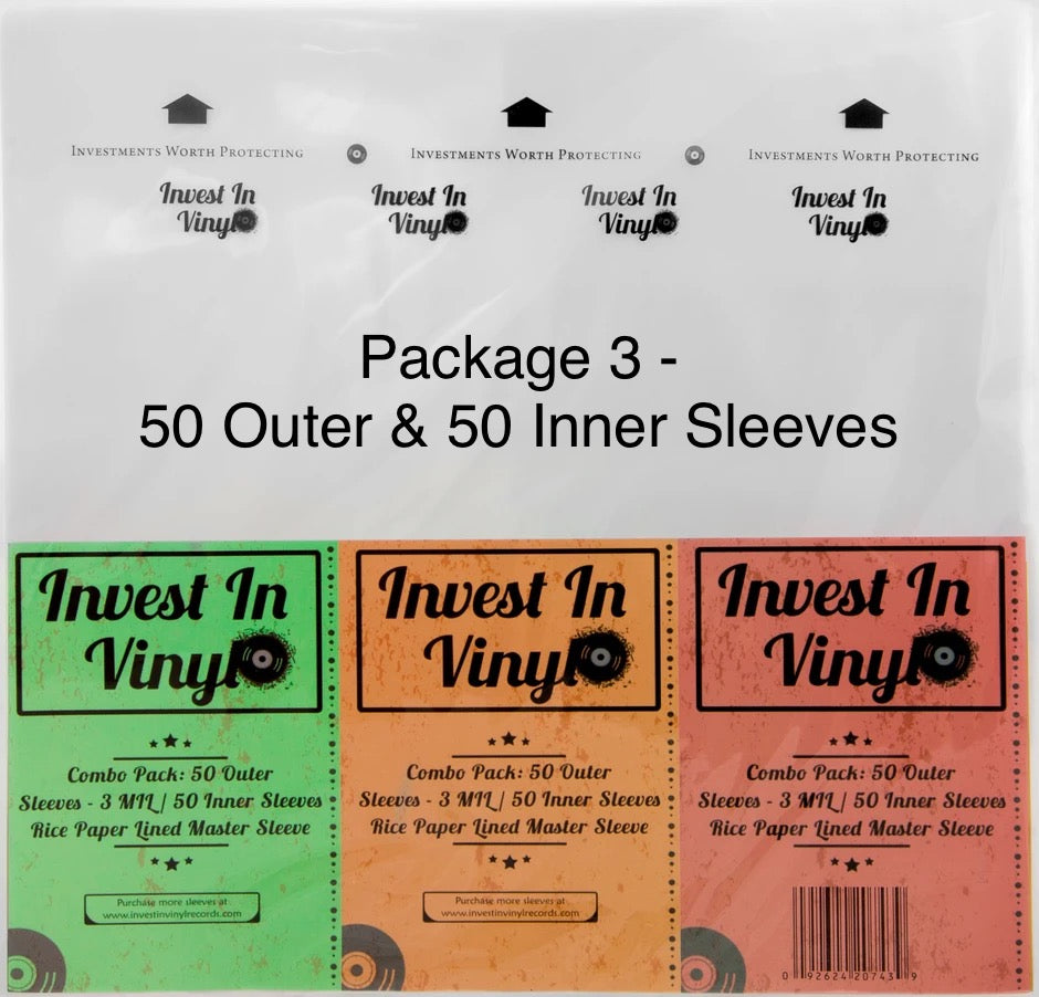 Vinyl Record Sleeve - Package 3: 50pcs Outer & 50pcs Inner Sleeves Combo